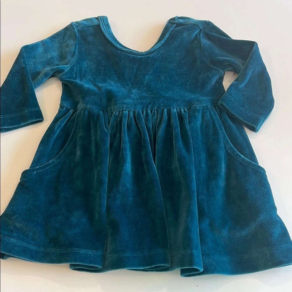 Ruffle Butts - Teal Velvet Dress, 18-24m